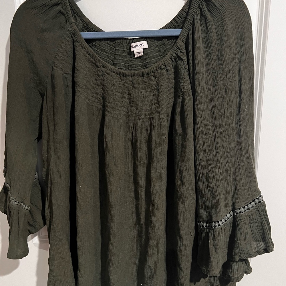 Westport Olive Green Boho Peasant Tunic